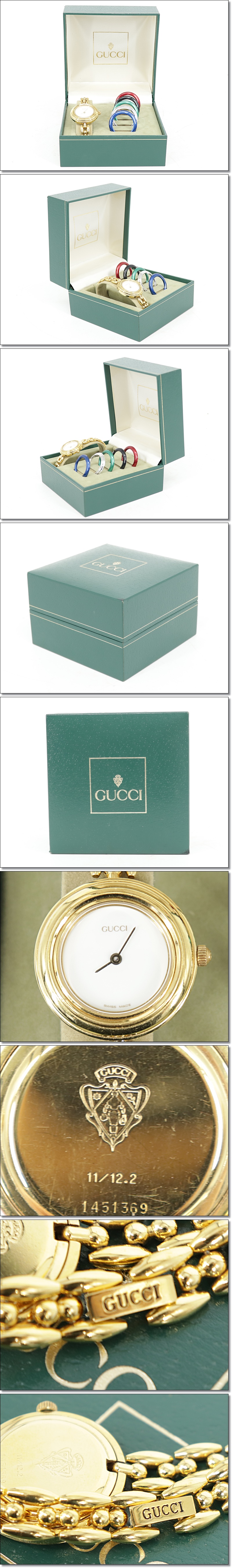 好評高品質GUCCI グッチ チェンジベゼル レディース腕時計 クォーツ GP 本物保証 S598 女性用