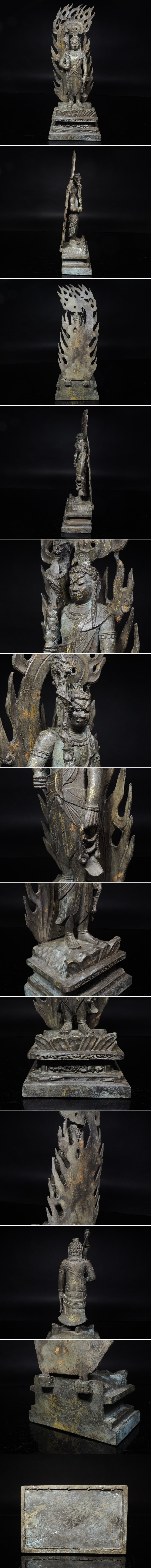 正規品国産◆古銅・鍍金仏・不動明王立像・仏像・仏教美術・高さ29㌢◆a765 仏像