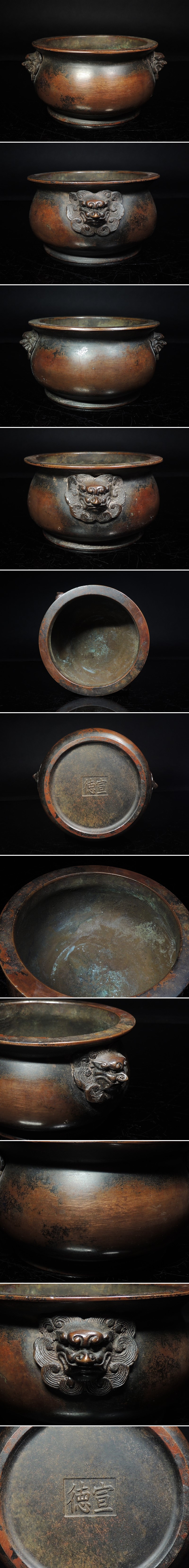 中古値段◆中国古玩・古銅・宣徳・獅子双耳・圓足香炉・唐物◆a582 その他