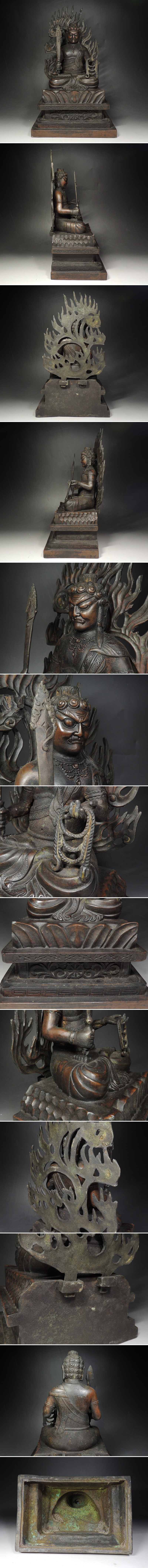 【激安大特価SALE】■中国古玩■古銅・不動明王坐仏像・高さ34㌢・f186 仏像